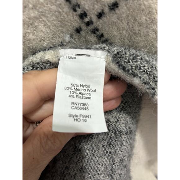 Madewell Ryder Cardigan Women Lg Merino Wool Alpaca Blend Windowpane Open Duster - Picture 4 of 5